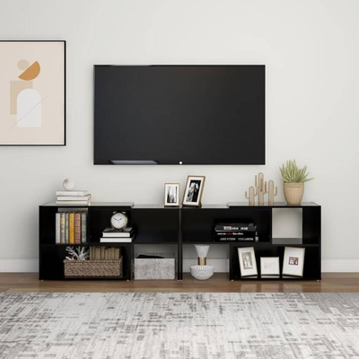 vidaXL Szafka pod TV, czarna, 149x30x52 cm, materiał drewnopochodny