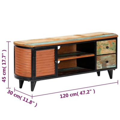vidaXL Szafka pod TV, 120 x 30 x 45 cm, lite drewno odzyskane