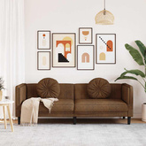 Sofa 3-os., brązowa, sztuczna skóra zamszowa