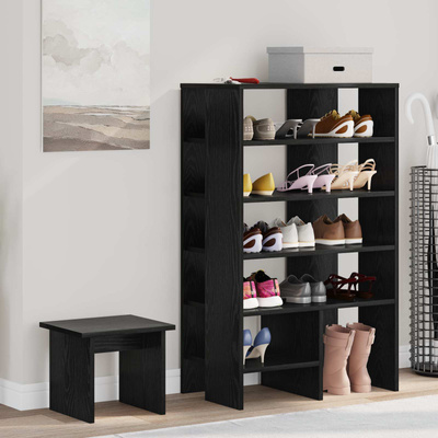 Szafka na buty z półką 2 pcs Czarny Dąb Materiał drewnopochodny