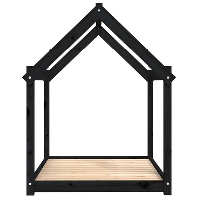 vidaXL Legowisko dla psa, czarne, 111x80x100cm, lite drewno sosnowe