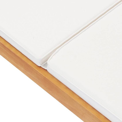 vidaXL Leżak z poduszką, lite drewno tekowe, kremowy