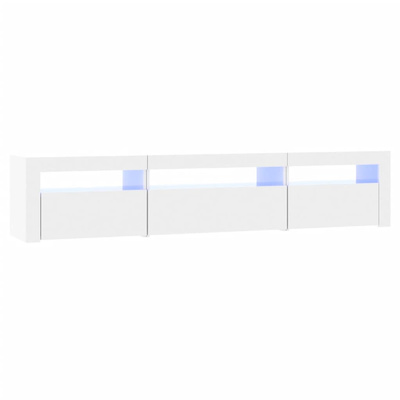 vidaXL Szafka pod TV z oświetleniem LED, biała z połyskiem195x35x40 cm