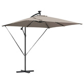 Parasol plażowy z paskami LED Ciemnoszary 249 x 249 x 250 cm