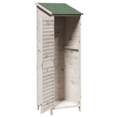 Shed ogrodowy z dachem Biały 59 x 56 x 176 cm Drewno Świerkowe