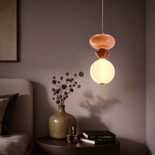FLORES lampa wisząca mosiężny+brązowy+pomarańczowy 10W LED 3000K klosz biały