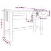 vidaXL Biurko HAMAR, jasnoszare, 110x40x75 cm, lite drewno sosnowe