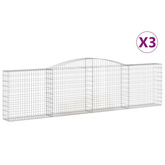 Kosze gabionowe, 3 szt, 400x30x100/120 cm, galwanizowane żelazo