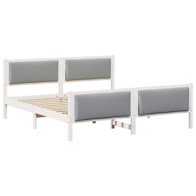 Ramka łóżka Z zagłówkiem Jasnoszary 200 x 200 cm tkanina