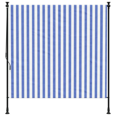vidaXL Roleta zewnętrzna, niebiesko-biała, 150x270 cm, tkanina i stal
