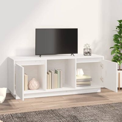 vidaXL Szafka pod TV, biała, 110,5x35x44 cm, lite drewno sosnowe