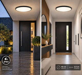 Plafon BODRUM okrągły OY-03 40cm 40W CCT IP44 czarny