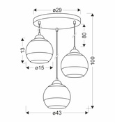 Contessa Lampa Wisząca Talerz Czarny 3X40 E27 Klosz Złoty