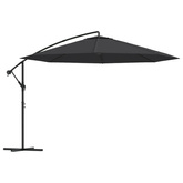 Parasol wiszący z aluminiowym słupkiem, 350 cm, czarny