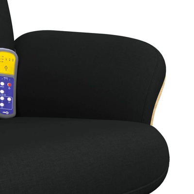 vidaXL Fotel masujący z podnóżkiem, czarny, obity tkaniną