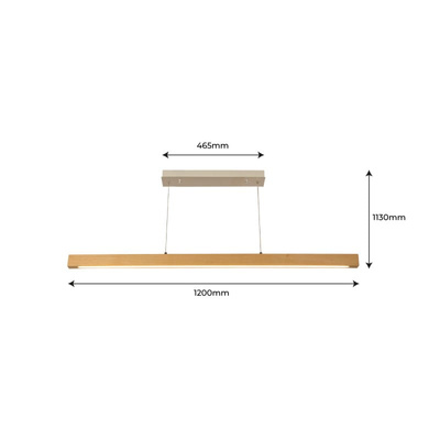 Lampa Liniowa Drewniana 120cm 3000K 24W LED Abruzzo Dritta