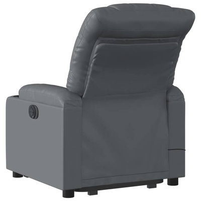 vidaXL Podnoszony fotel masujący, rozkładany, szary, ekoskóra model standard