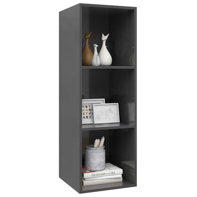 vidaXL Wisząca szafka pod TV, wysoki połysk, szara, 37x37x107 cm