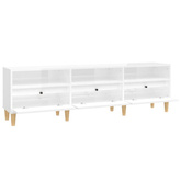 vidaXL Szafka pod TV, wysoki połysk, biała, 150x30x44,5 cm