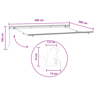 Markiza wysuwana piaskowy 500 × 300 cm Poliester i aluminium