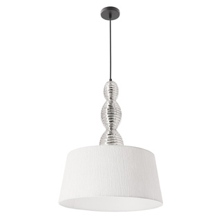 Lampa wisząca z abażurem Rakli biała nowoczesna do salonu i jadalni