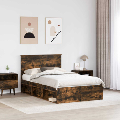 Ramka łóżka Dąb wędzony 135 x 190 cm Drewno inżynieryjne