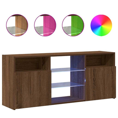 Szafka TV z oświetleniem LED, brązowy dąb, 120x30x50 cm