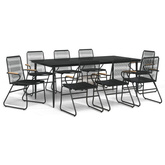 9-częściowy zestaw mebli ogrodowych, czarny, rattan PVC