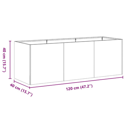 Doniczka Czarna 120x40x40 cm Stal walcowana na zimno