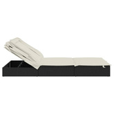 vidaXL Leżak 2-os., składany dach, czarny, 213x118x97 cm, polirattan