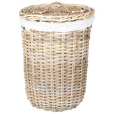 Kosz na pranie z pokrywą 2 pcs Naturalna szarość Rattan Kubu