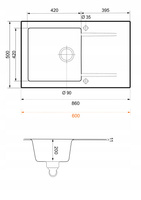 Zlewozmywak Estein 86 8M / czarny metalik