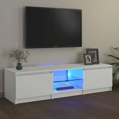 Szafka pod TV z oświetleniem LED, biała, 140 x 40 x 36 cm