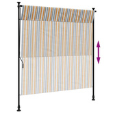 vidaXL Roleta zewnętrzna, żółto-biała, 150x270 cm, tkanina i stal