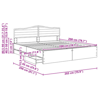 Ramka łóżka Betonowy szary 200 x 200 cm Drewno inżynieryjne
