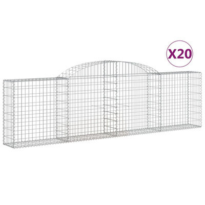 Kosze gabionowe, 20 szt., 300x30x80/100cm, galwanizowane żelazo