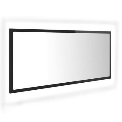 vidaXL Lustro łazienkowe LED, wysoki połysk czarne, 100x8,5x37, akryl