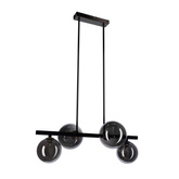 Lampa wisząca KAMA czarna w stylu dark japandi – z grafitowymi kloszami kulami – designerska lampa do salonu 4x G9 LED