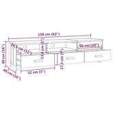 vidaXL Szafka pod TV HAMAR, biała, 158x40x40 cm, lite drewno sosnowe