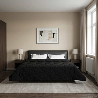 Letni Kołdra Czarny 220 x 260 cm Mikrofibra i Fleece Teddy