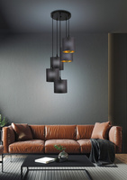 Lampa wisząca z abażurami Long czarna potrójna do salonu nad stół