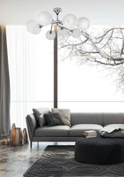 Lampa sufitowa chromowa klosz biały 8x40W Raul Candellux 38-72290