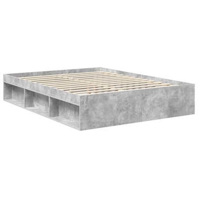 Ramka łóżka Szary beton 150 x 200 cm Drewno inżynieryjne