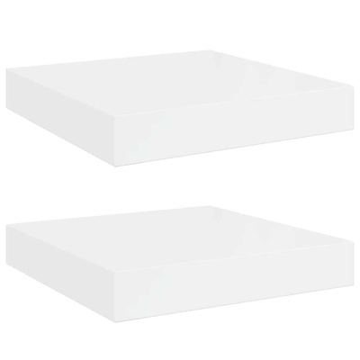 vidaXL Półki ścienne 2 szt., białe, wysoki połysk, 23x23,5x3,8 cm, MDF
