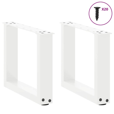 Nogi do stolika kawowego w kształcie litery U 2 szt. Białe 40x(30-31) cm Stal