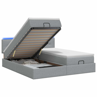 Łóżko z pojemnikiem i materacem LED jasnoszary 180 x 200 cm