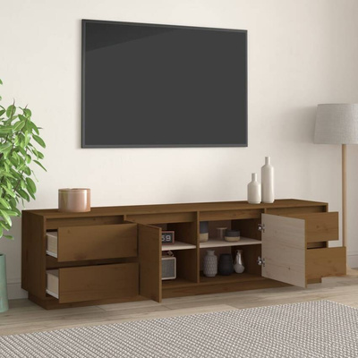 vidaXL Szafka pod TV, miodowy brąz, 176x37x47,5cm, lite drewno sosnowe