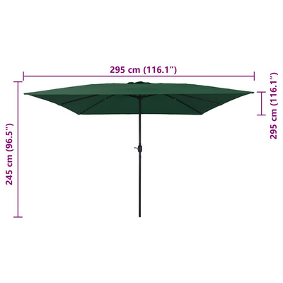 Parasolka ogrodowa Zielony 295 x 295 x 245 cm Poliester i Stal