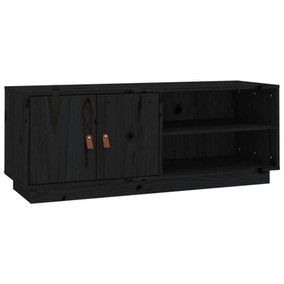 vidaXL Szafka pod TV, czarna, 105x34x40 cm, lite drewno sosnowe