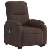 vidaXL Podnoszony fotel masujący, rozkładany, brązowy, mikrofibra